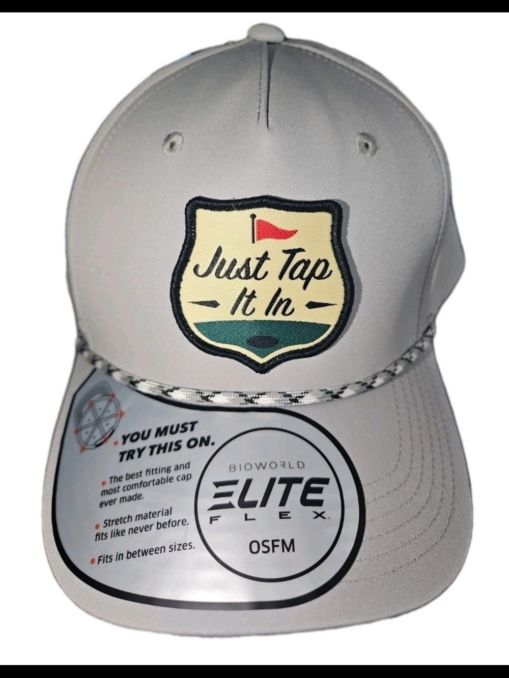 BioWorld Happy Gilmore JUST TAP IT IN Adjustable Snapback Mens Golf HAT Gray NWT